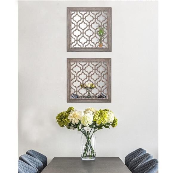 2pcs Set Square Moroccan Cutout Wall Mirror Decor - Picture 6 of 7